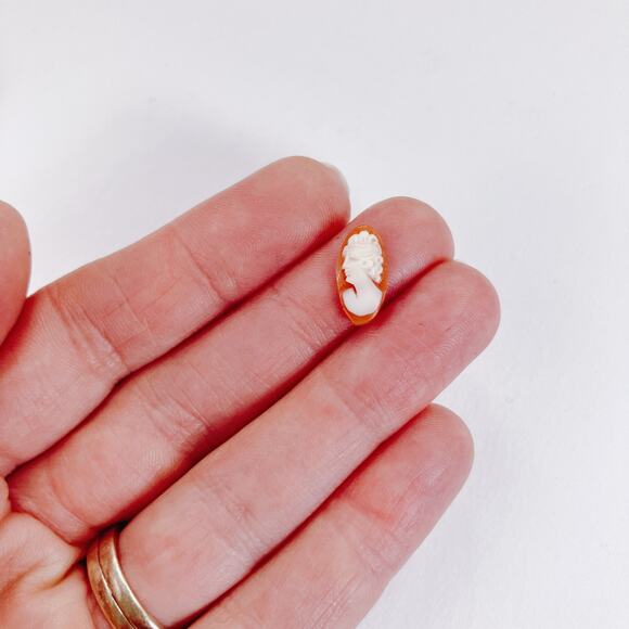 Vintage Mid Century Carved Shell Cameo Cabochon Loose Unset 1940s Jewelry - Picture 5 of 10